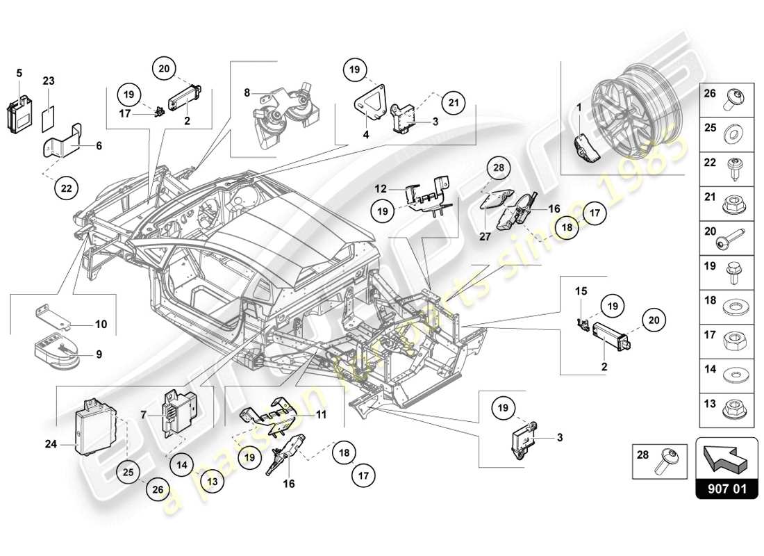 lamborghini lp720-4 coupe 50 (2014) schema delle parti elettriche