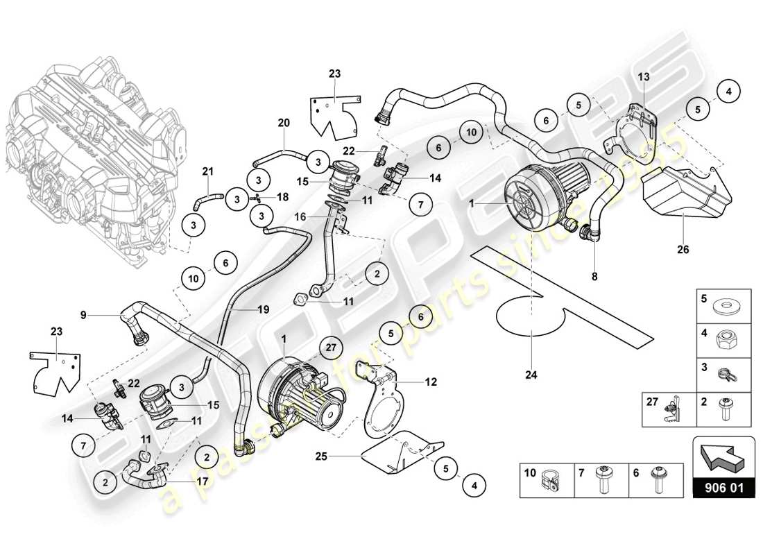 lamborghini 2014 (lp720-4 coupe 50) schema delle parti della pompa aria secondaria