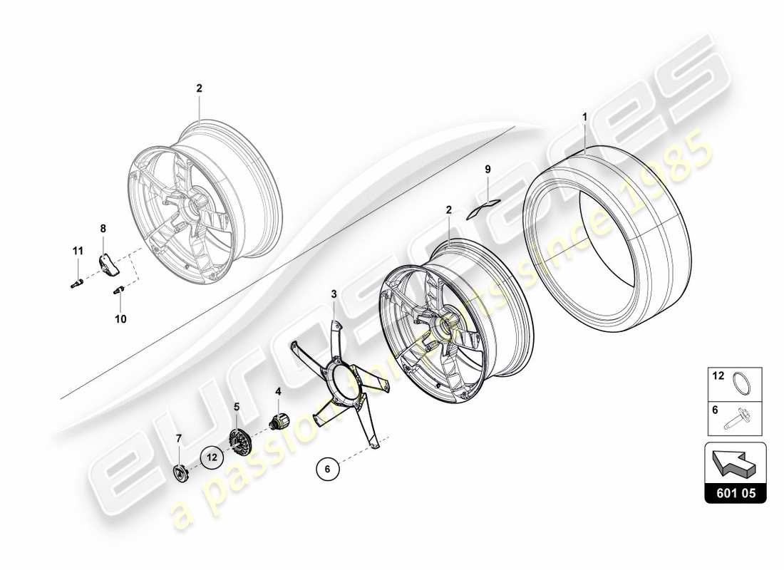 lamborghini centenario roadster (2017) schema delle parti ruote/pneumatici anteriori