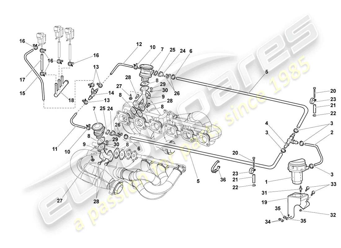 lamborghini murcielago coupe (2005) schema delle parti della pompa aria secondaria