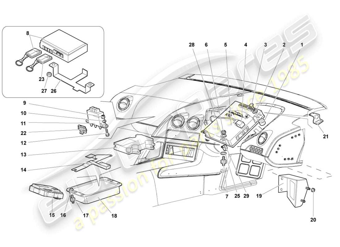 lamborghini murcielago coupe (2003) moduli di controllo per impianti elettrici schema parte