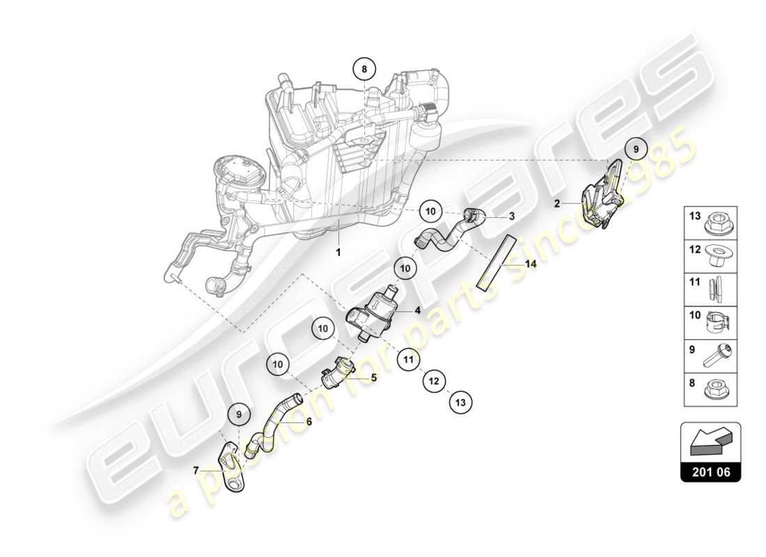 lamborghini evo spyder (2020) contenitore per carbone attivo diagramma delle parti