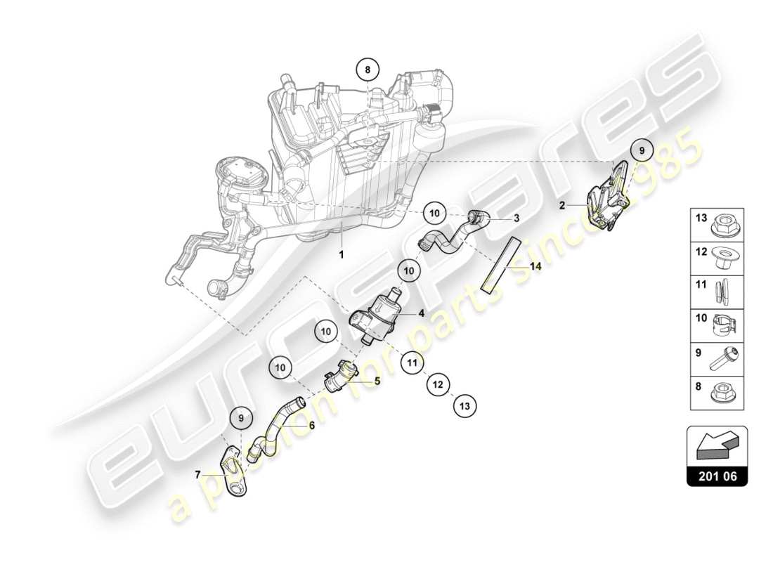 lamborghini lp580-2 coupe (2017) contenitore per carbone attivo diagramma delle parti