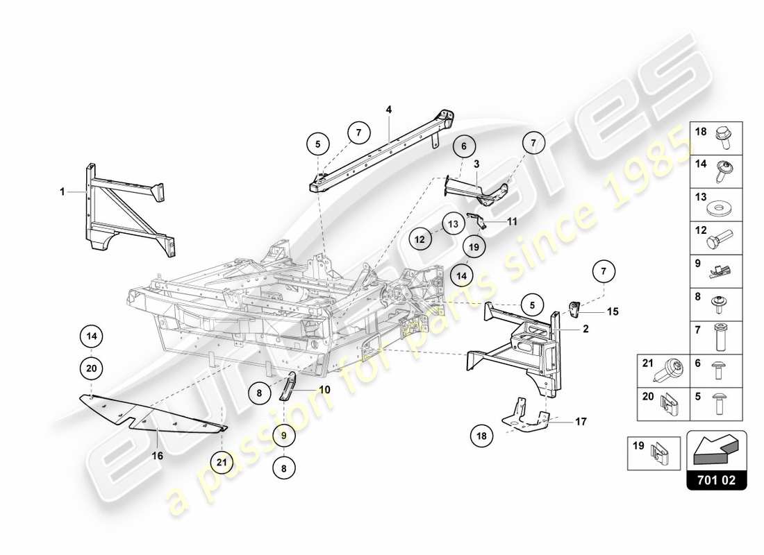 lamborghini lp700-4 coupe (2012) parte anteriore del telaio di rivestimento schema delle parti