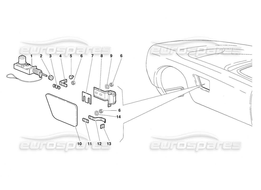 lamborghini diablo (1991) diagramma delle parti del tappo del carburante