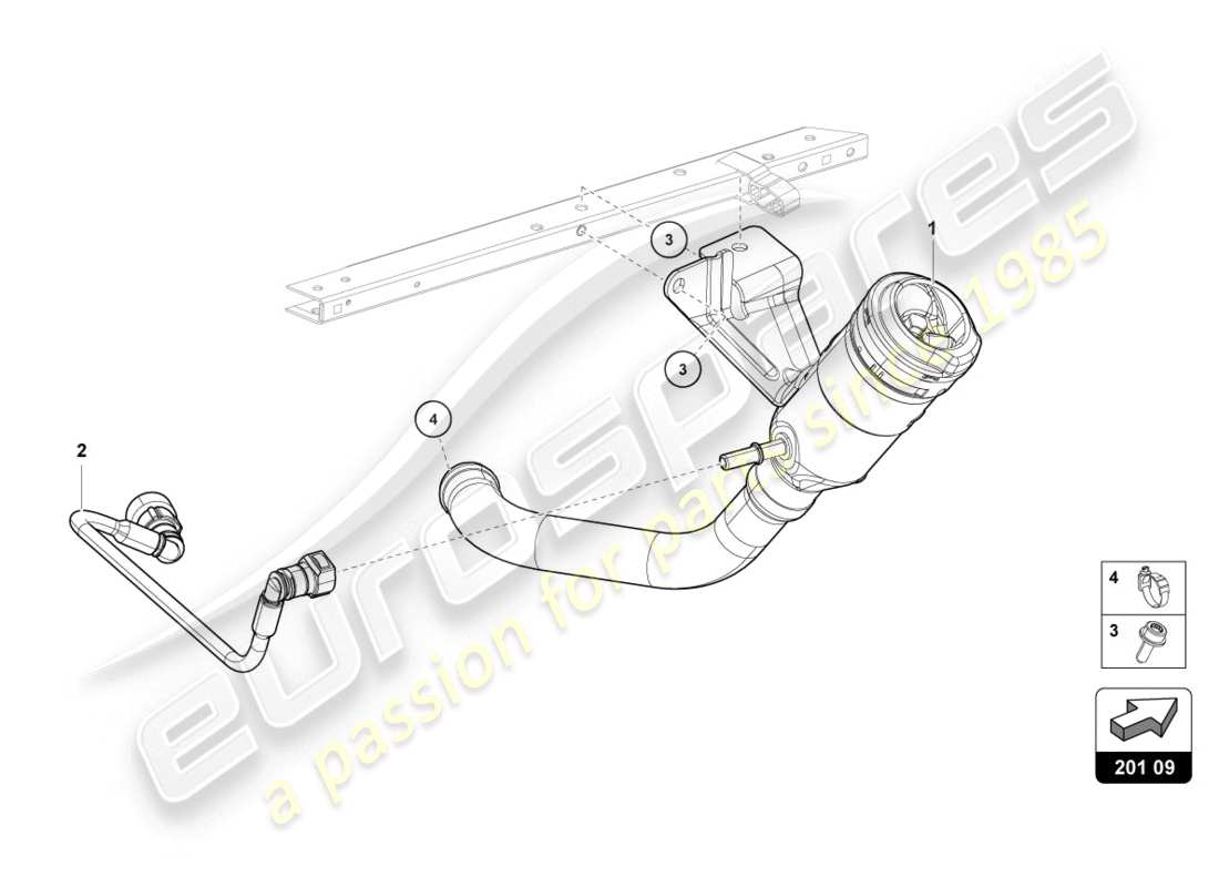 lamborghini evo spyder (2020) collo del riempimento del carburante diagramma delle parti