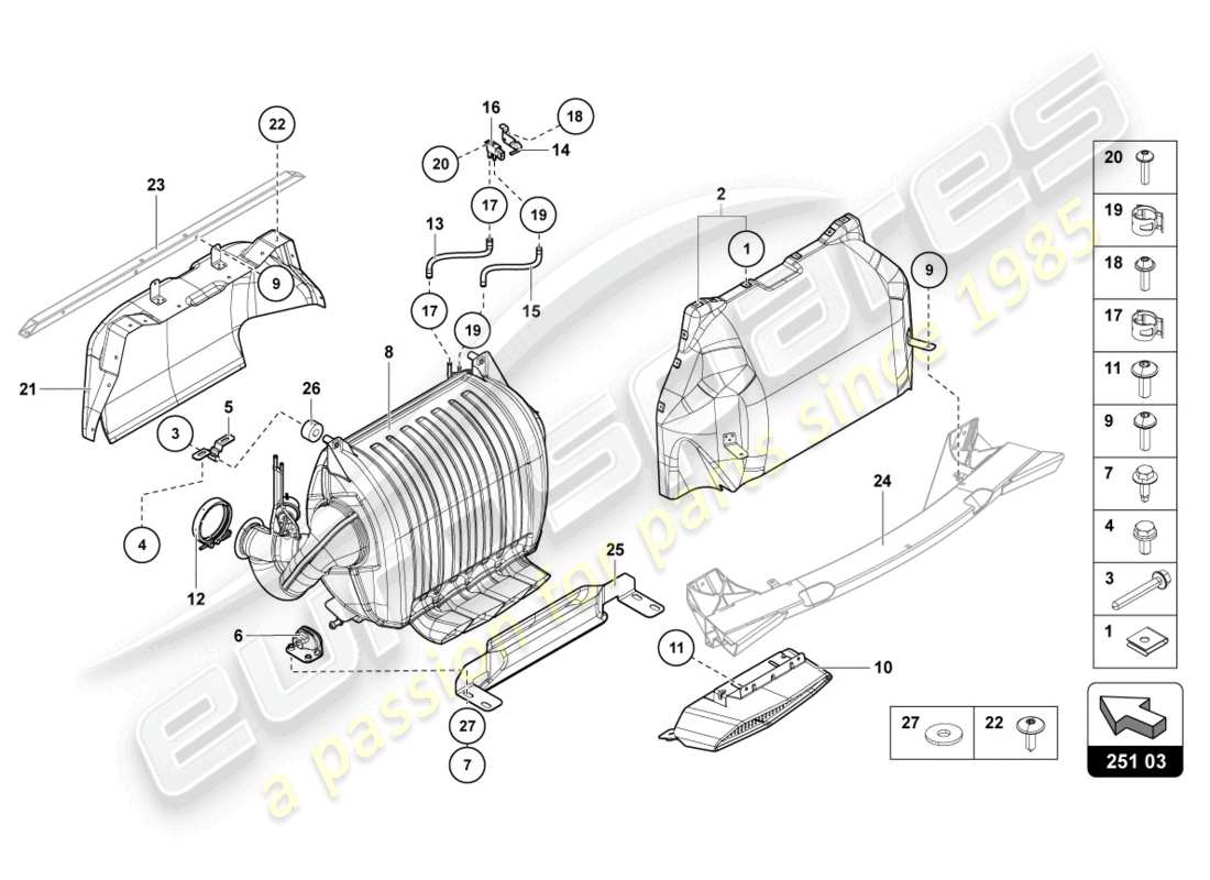 lamborghini lp700-4 roadster (2015) silenziatore con catalizzatore diagramma delle parti