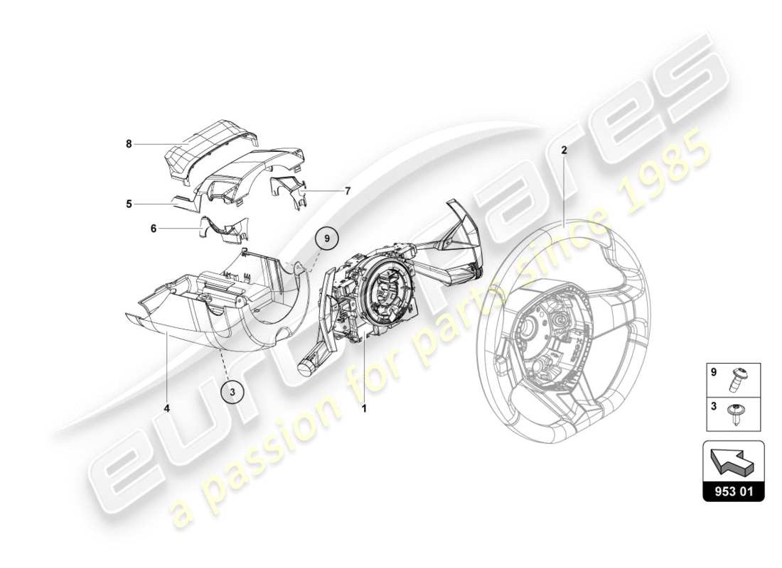 lamborghini lp700-4 coupe (2012) sterzo a cremagliera e pignone schema delle parti