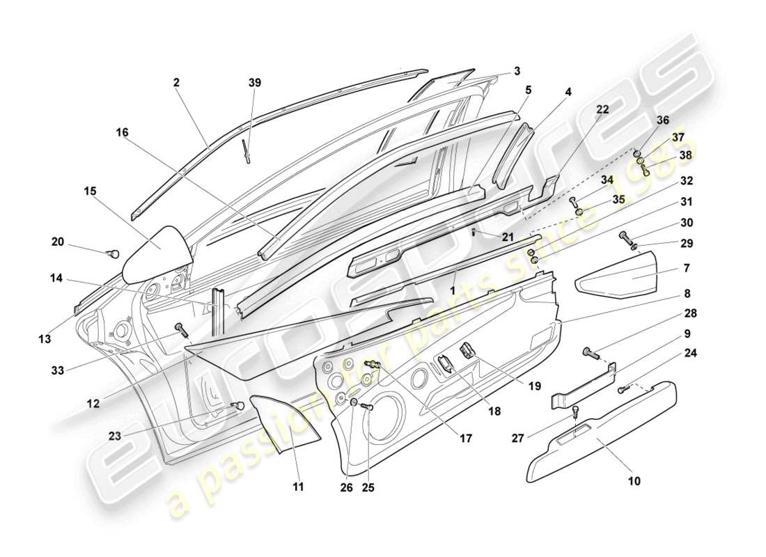 lamborghini murcielago coupe (2006) guida alla finestra schema delle parti