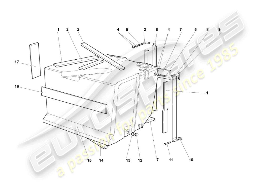 lamborghini murcielago coupe (2002) serbatoio carburante con accessori schema delle parti