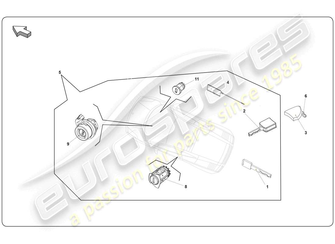 lamborghini super trofeo (2009-2014) interno diagramma delle parti