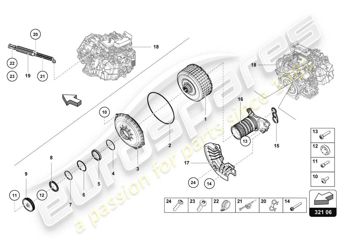 lamborghini evo coupe (2020) multi diagramma delle parti