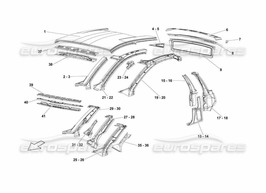 lamborghini murcielago lp670 diagramma delle parti degli elementi del telaio