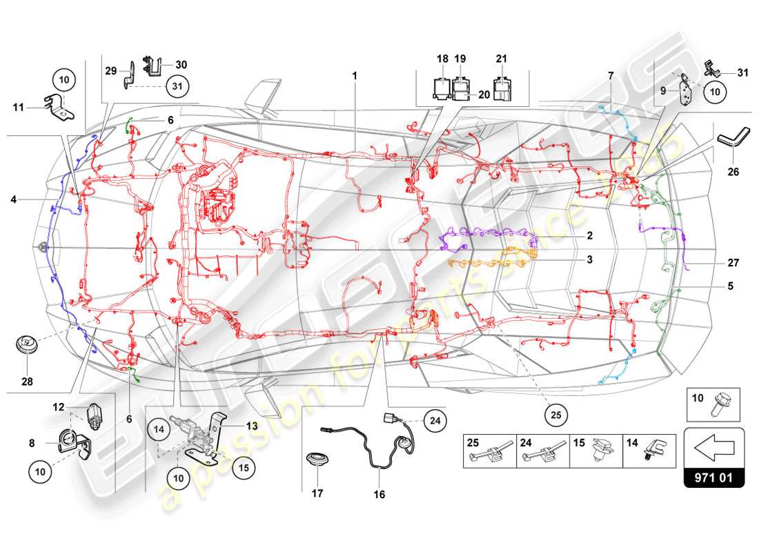lamborghini lp720-4 coupe 50 (2014) schema delle parti elettriche
