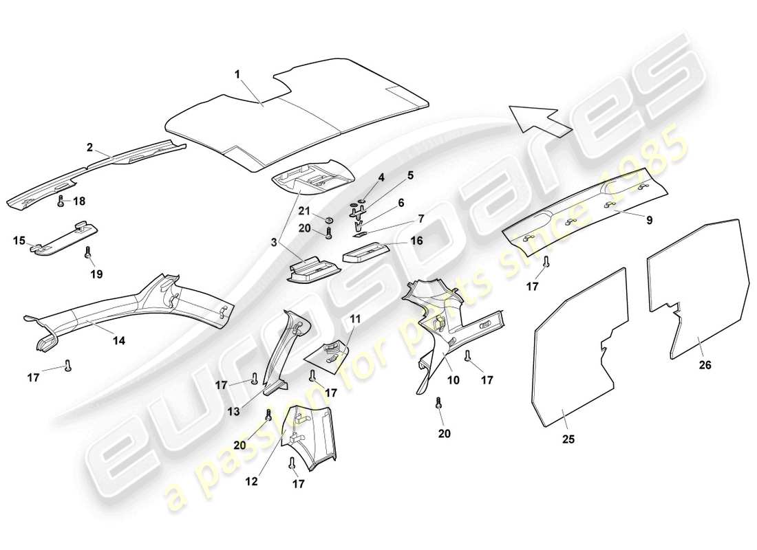 lamborghini murcielago coupe (2006) assorbitori acustici schema delle parti