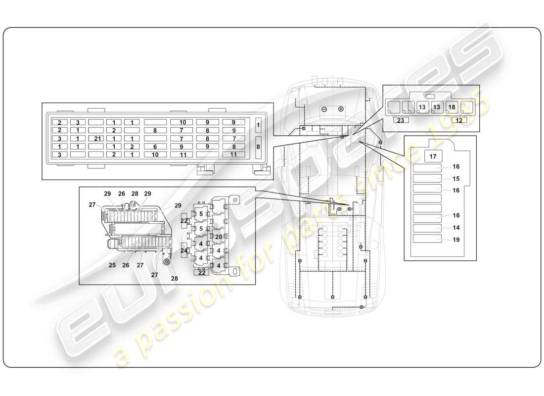 lamborghini super trofeo (2009-2014) schema delle parti dell'impianto elettrico