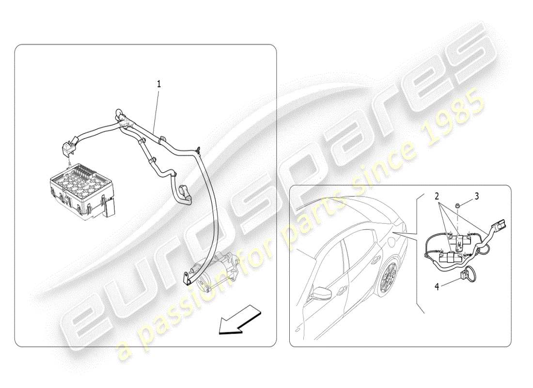 maserati ghibli (2021) schema delle parti del cablaggio principale