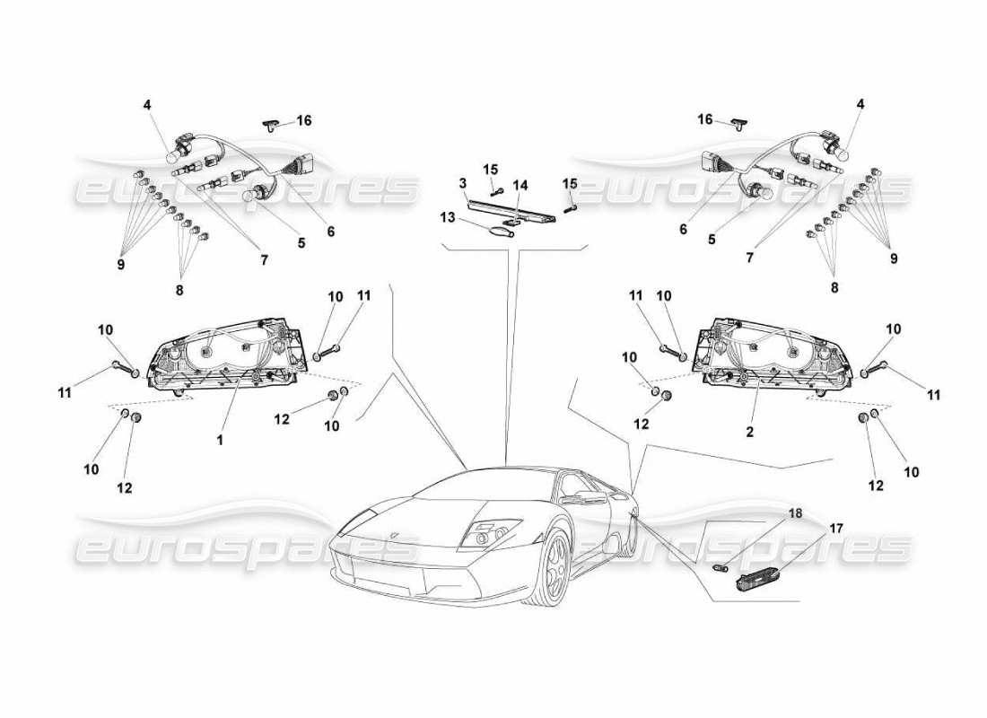 lamborghini murcielago lp670 luci diagramma delle parti