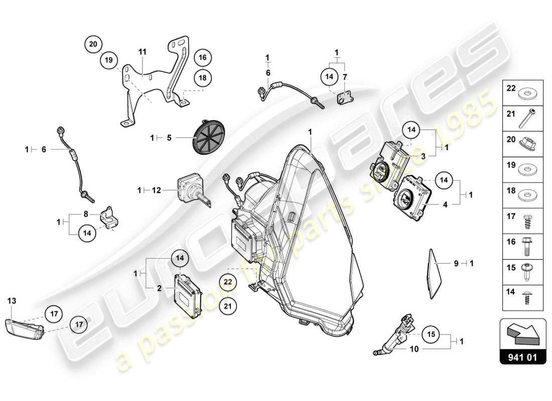 lamborghini lp720-4 coupe 50 (2014) diagramma delle parti dei fari