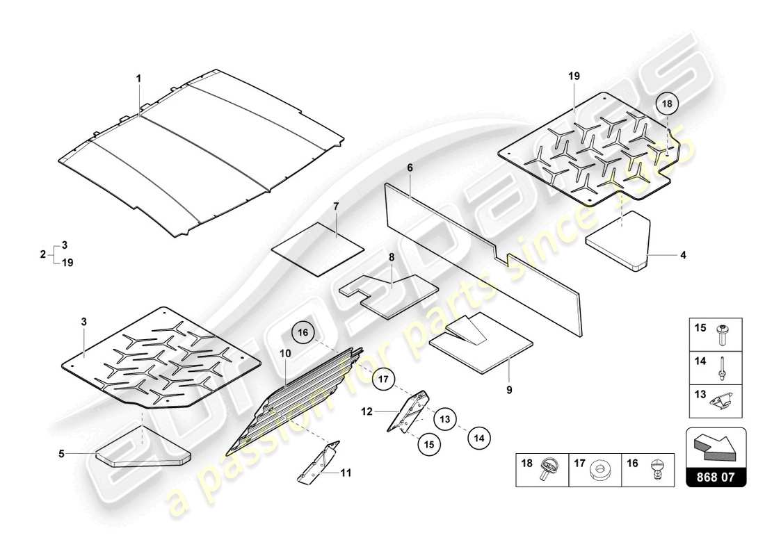 lamborghini lp770-4 svj roadster (2020) decorazione interna schema delle parti