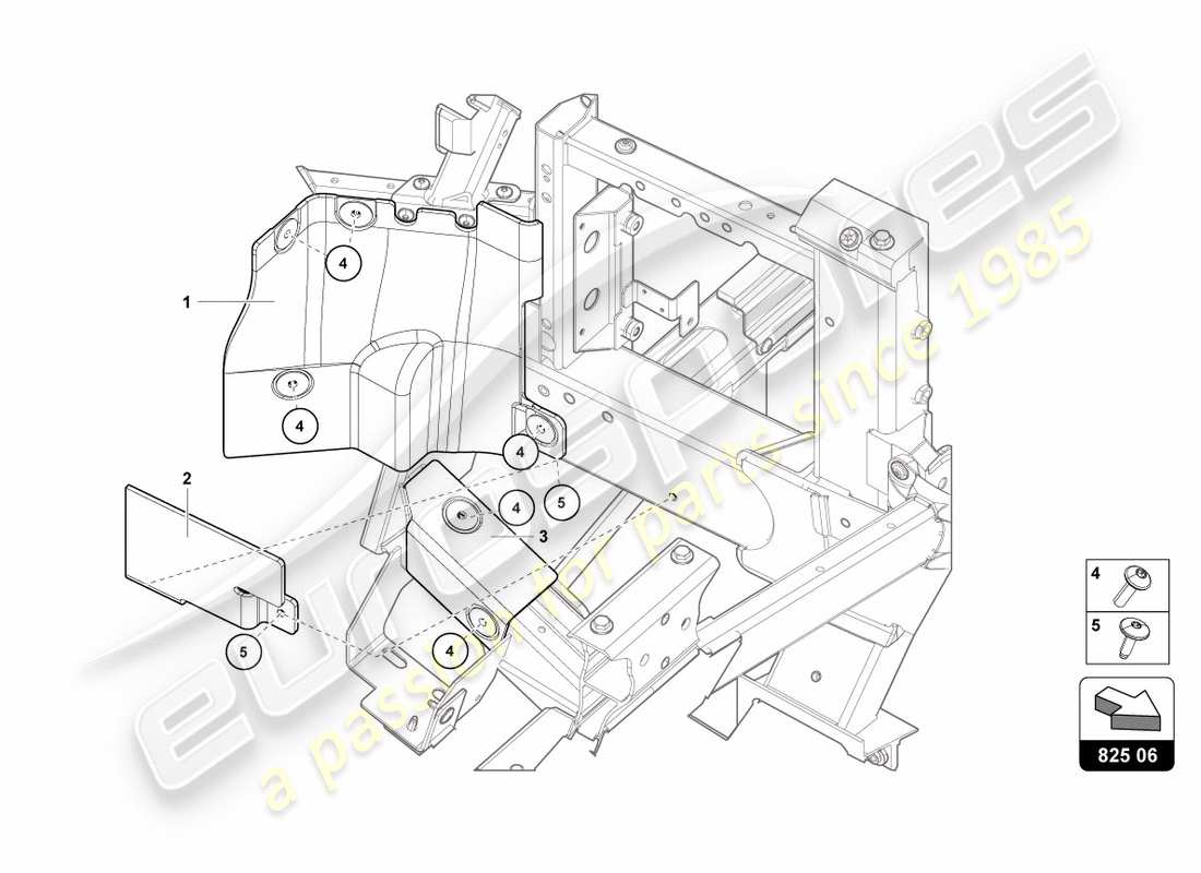 lamborghini centenario roadster (2017) schema delle parti dello scudo calore