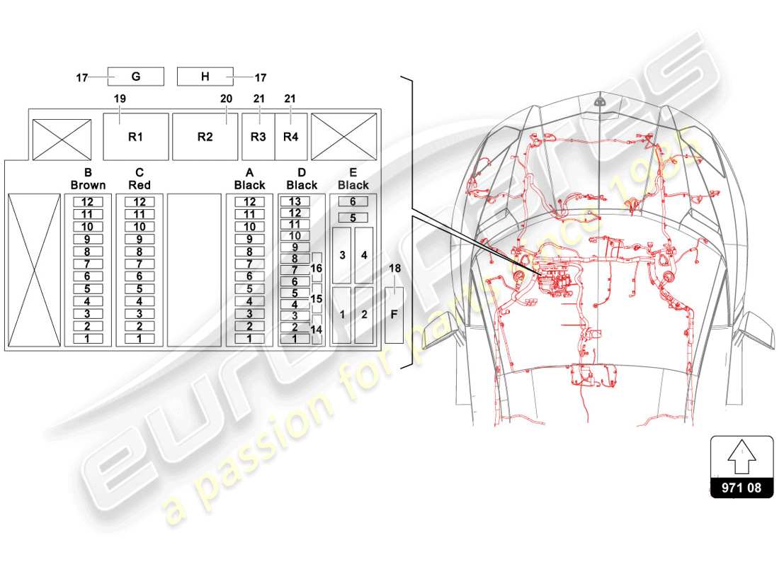 lamborghini 2014 (lp720-4 coupe 50) schema delle parti dell'impianto elettrico