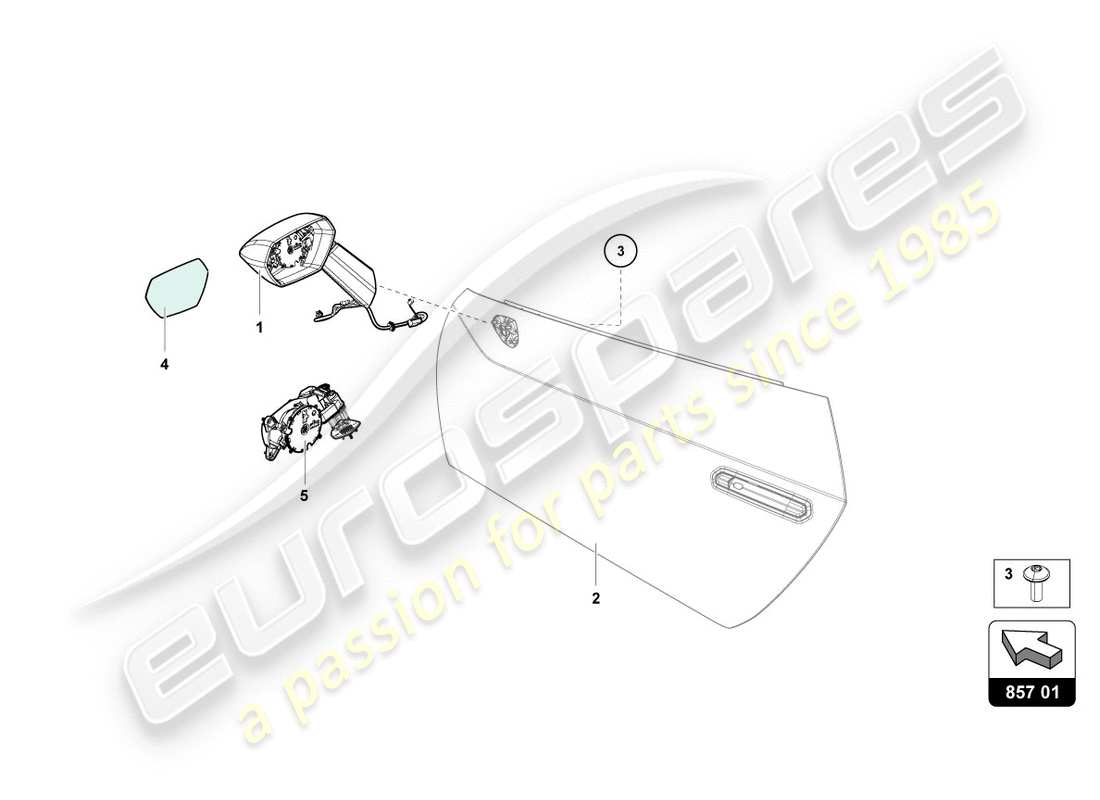 lamborghini lp580-2 spyder (2019) specchio esterno diagramma delle parti