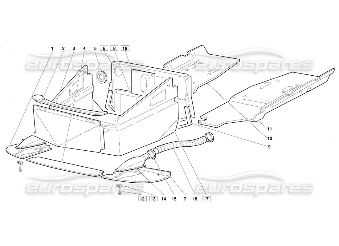 lamborghini diablo (1991) pannelli del pavimento con telaio (valido per la versione di giugno 1992) diagramma delle parti