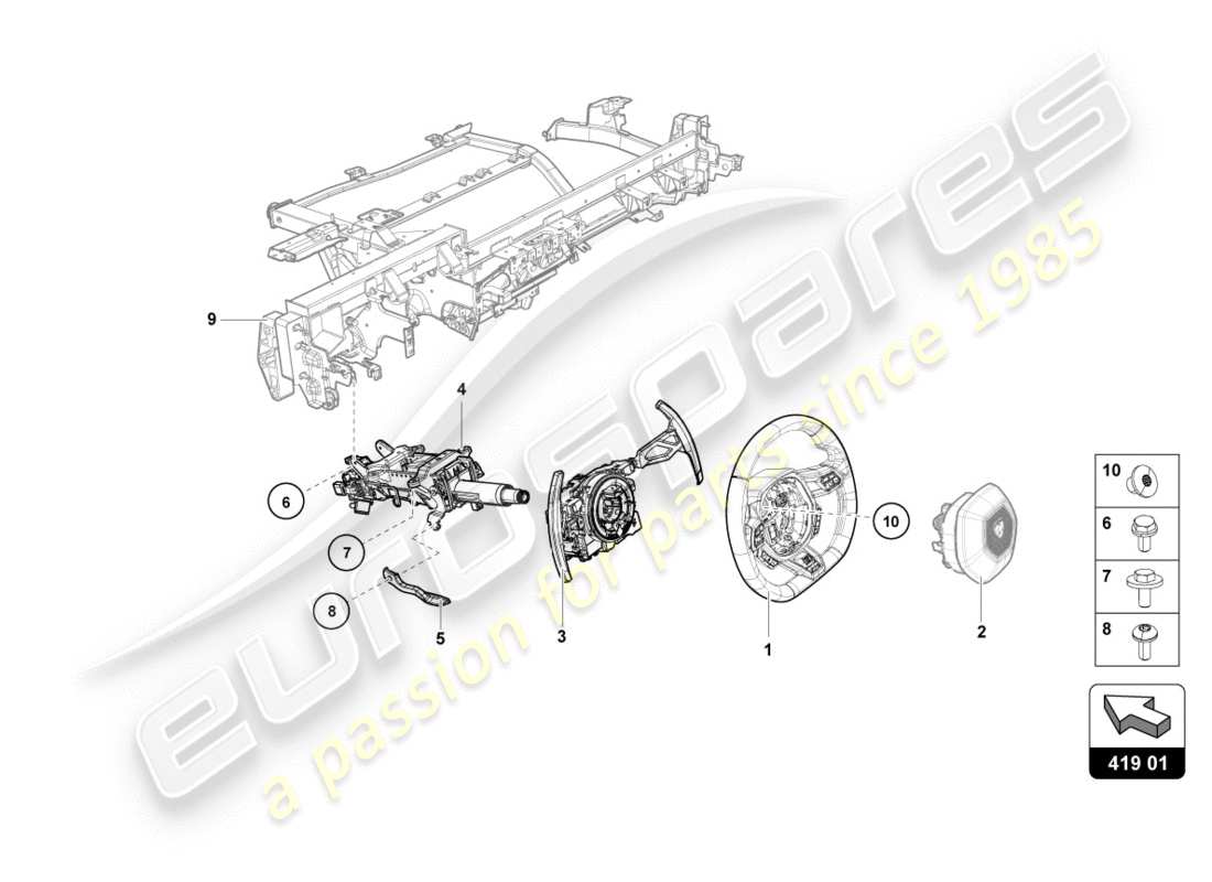 lamborghini 2018 (lp610-4 spyder) schema delle parti del sistema di sterzo