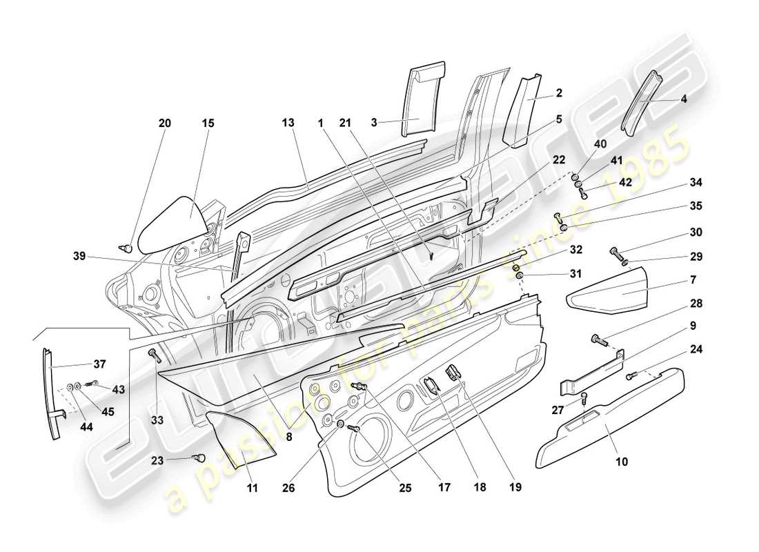 lamborghini murcielago roadster (2006) guida alla finestra schema delle parti