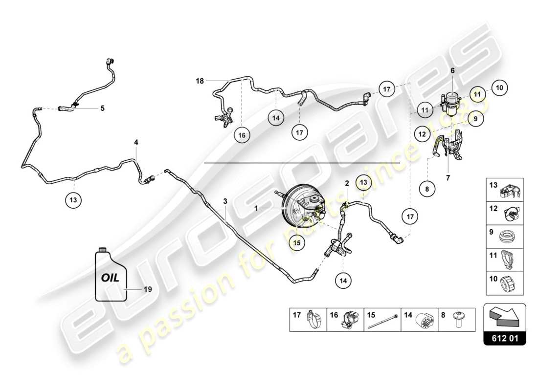 lamborghini lp610-4 coupe (2015) sistema idraulico per servo freno schema delle parti