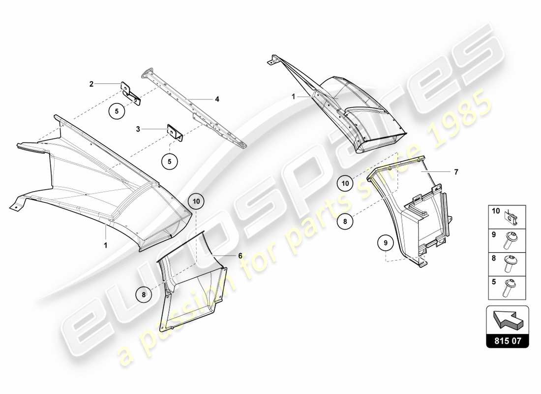 lamborghini centenario coupe (2017) condotto aria posteriore in cartone diagramma delle parti