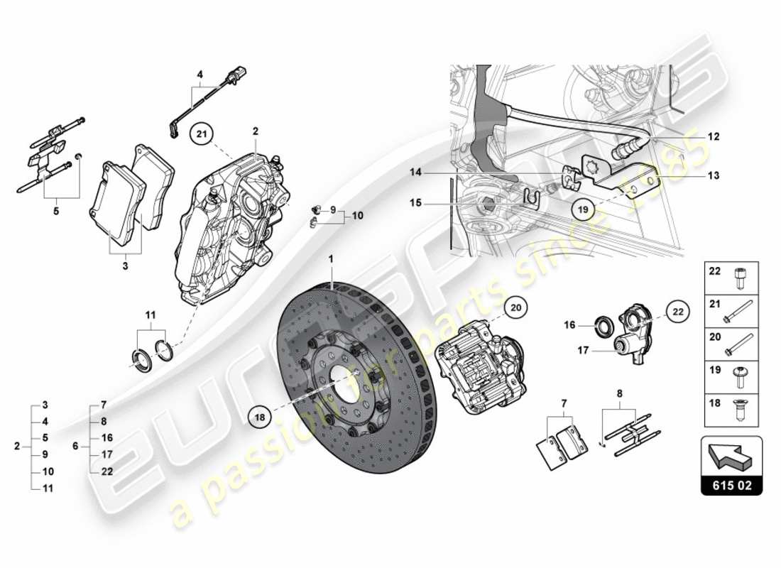 lamborghini centenario coupe (2017) disco freno posteriore diagramma delle parti