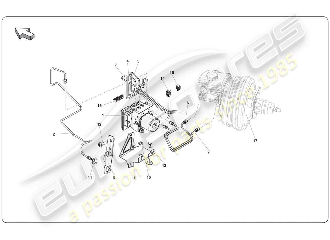 lamborghini super trofeo (2009-2014) sistema di frenaggio diagramma delle parti