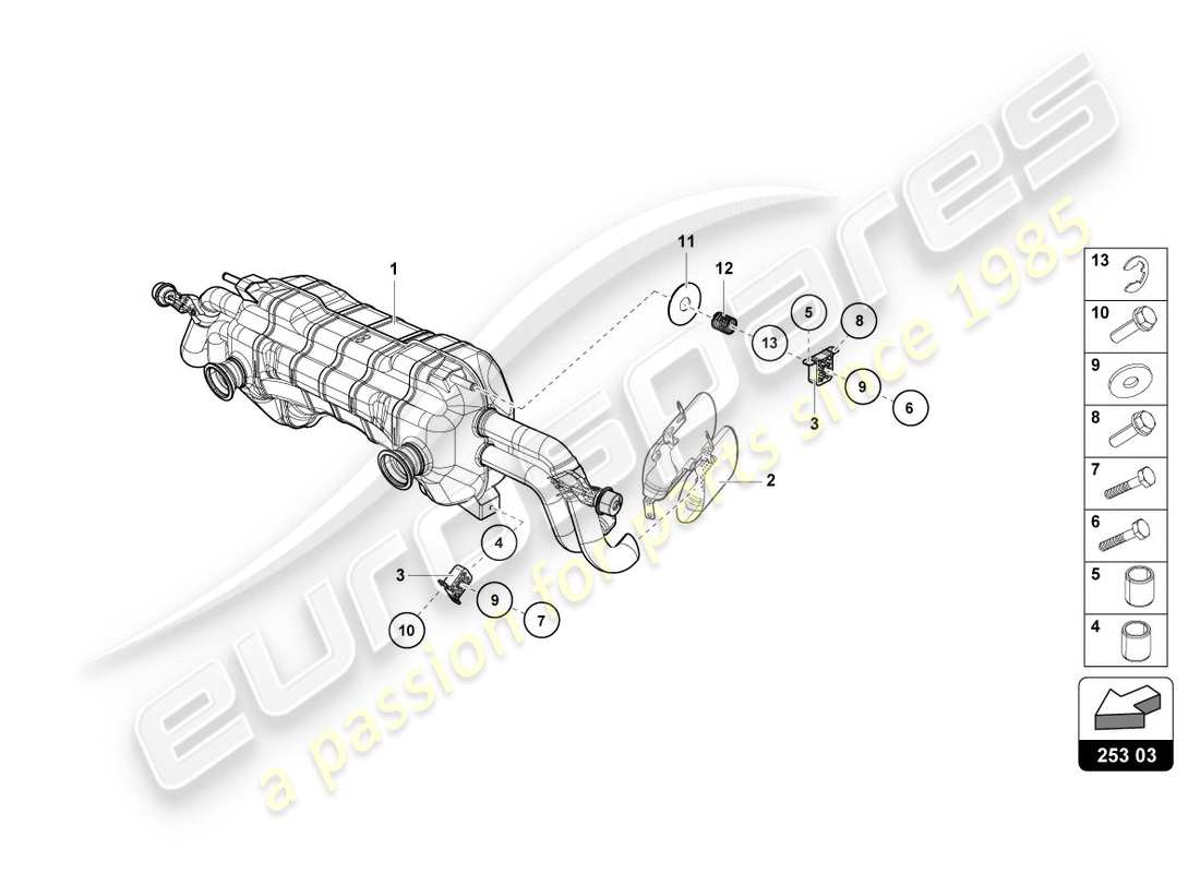 lamborghini lp610-4 spyder (2016) silenziatore posteriore schema delle parti
