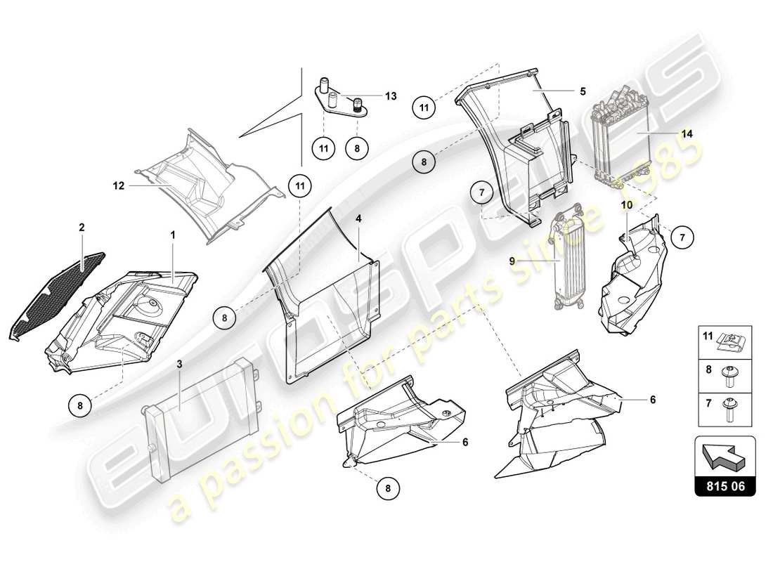 lamborghini lp770-4 svj roadster (2021) schema delle parti in cartone condotto dell'aria