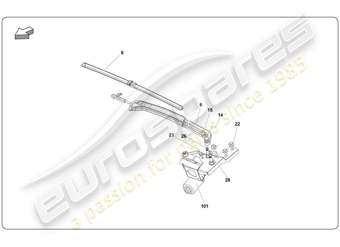 lamborghini super trofeo (2009-2014) diagramma della parte del tergicristallo