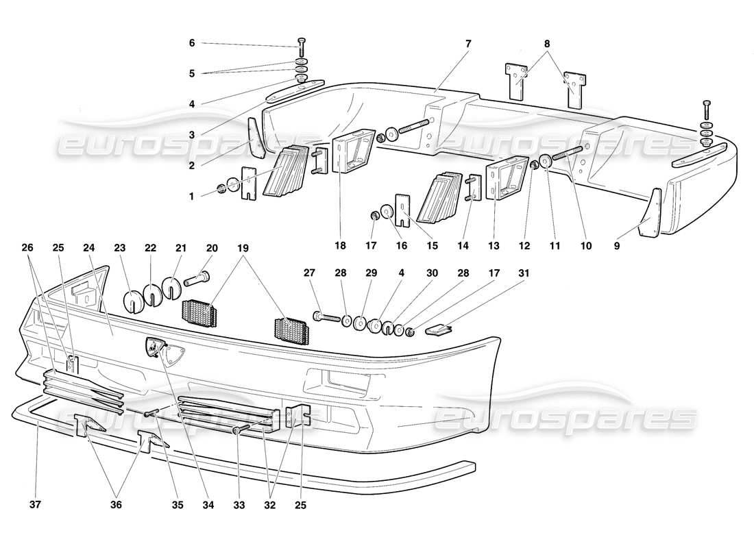 lamborghini diablo se30 (1995) paraurti diagramma delle parti