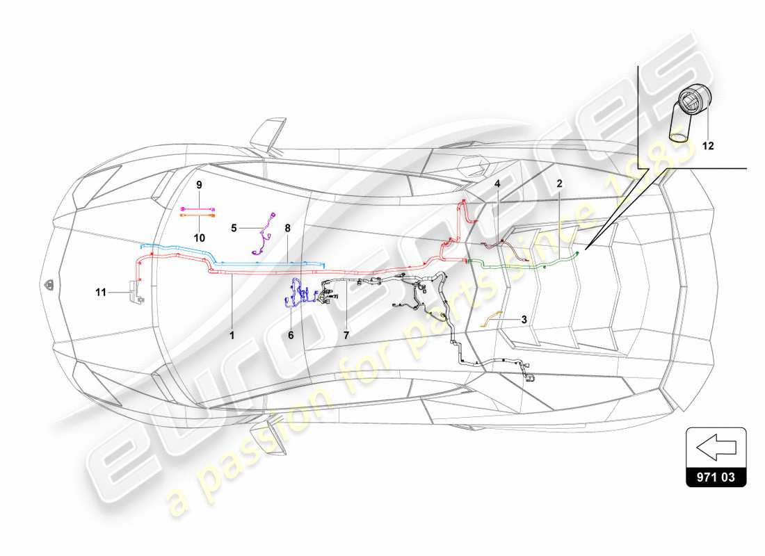 lamborghini lp700-4 coupe (2012) sistema elettrico diagramma delle parti