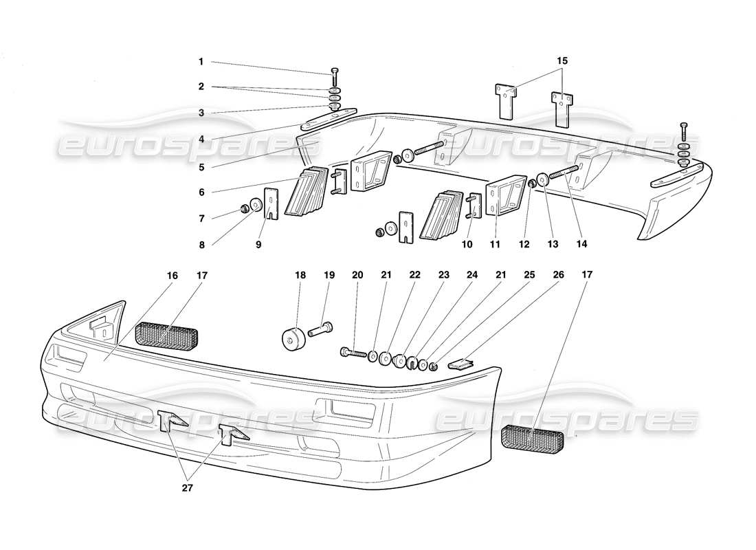 lamborghini diablo sv (1997) diagramma delle parti del paraurti