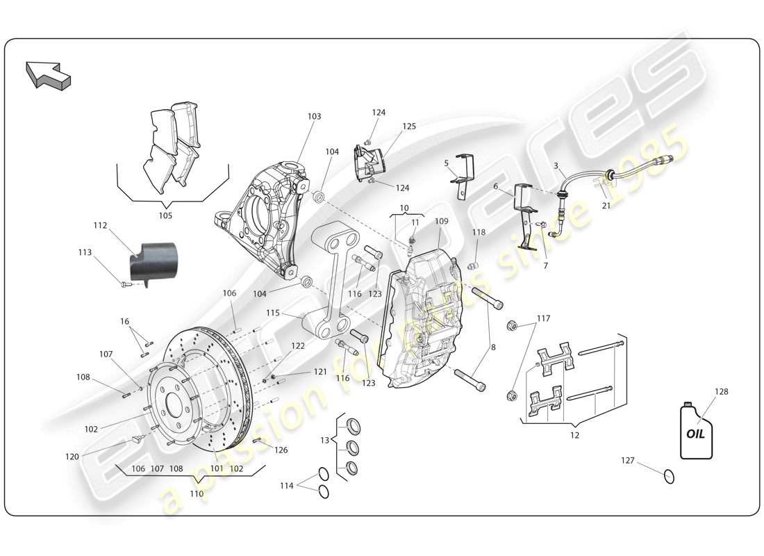 lamborghini super trofeo (2009-2014) disco freno anteriore schema delle parti