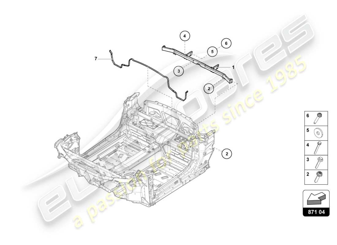 lamborghini lp580-2 spyder (2019) traversa posteriore diagramma delle parti