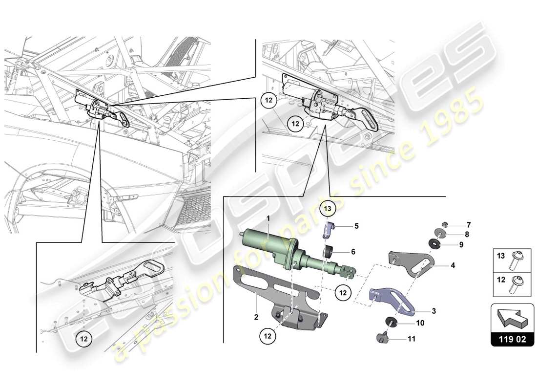 lamborghini 2014 (lp720-4 coupe 50) motore per deflettore del vento schema delle parti
