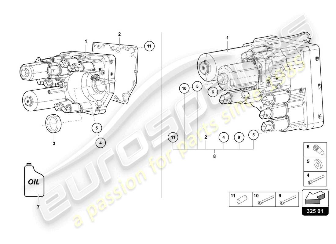 lamborghini lp740-4 s coupe (2021) unità di controllo idraulica schema delle parti