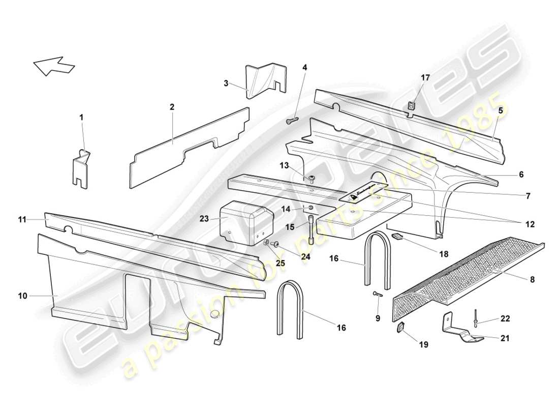 lamborghini murcielago coupe (2002) assorbitori acustici schema delle parti