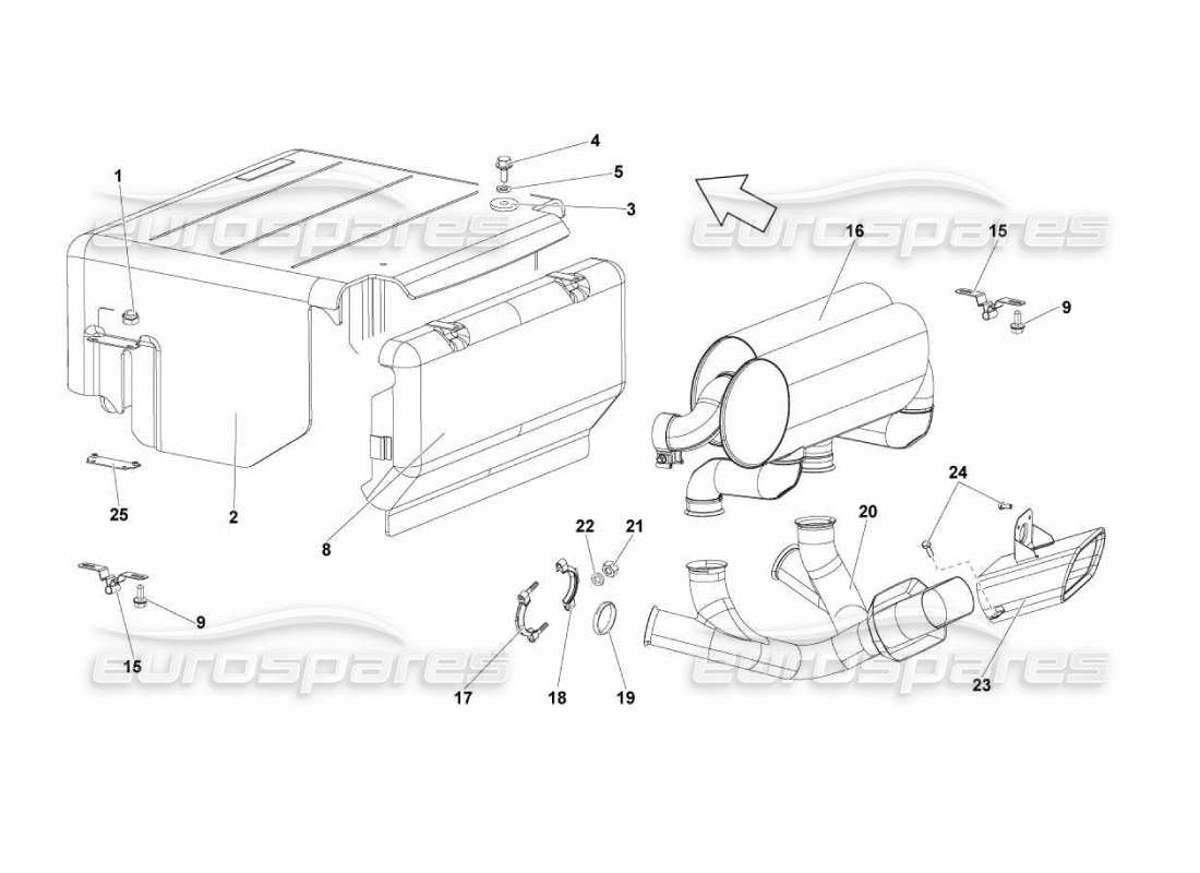 lamborghini murcielago lp670 impianto di scarico diagramma delle parti