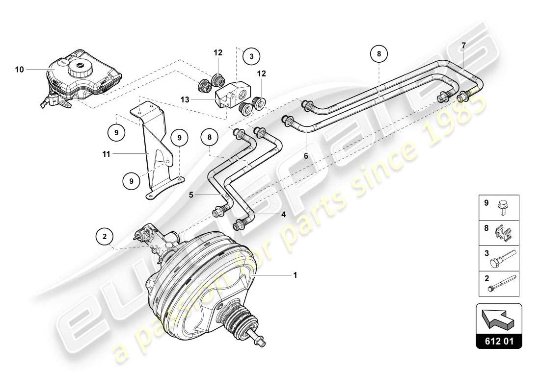 lamborghini lp720-4 coupe 50 (2014) diagramma delle parti del servofreno