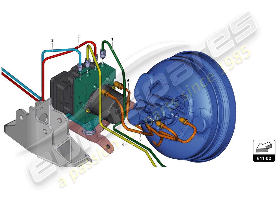 lamborghini lp720-4 coupe 50 (2014) servofreno, tubi e sistema di depressione schema delle parti
