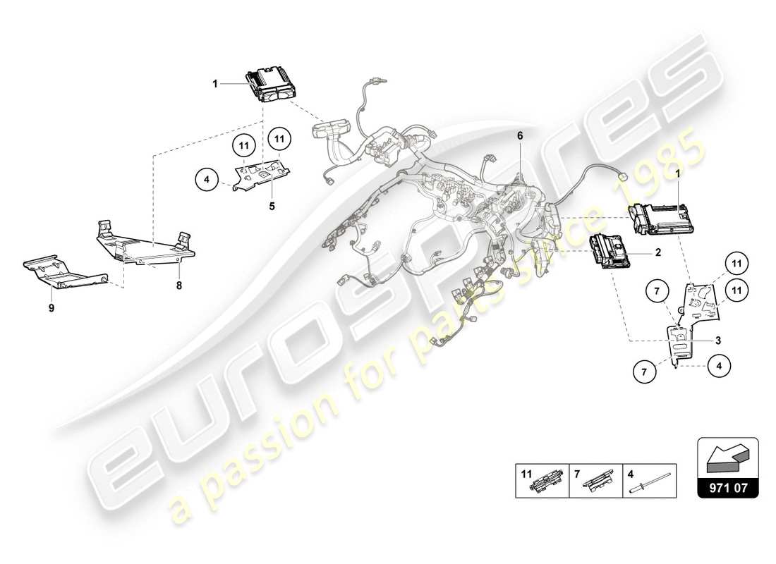lamborghini evo coupe (2020) unità di controllo motore diagramma delle parti