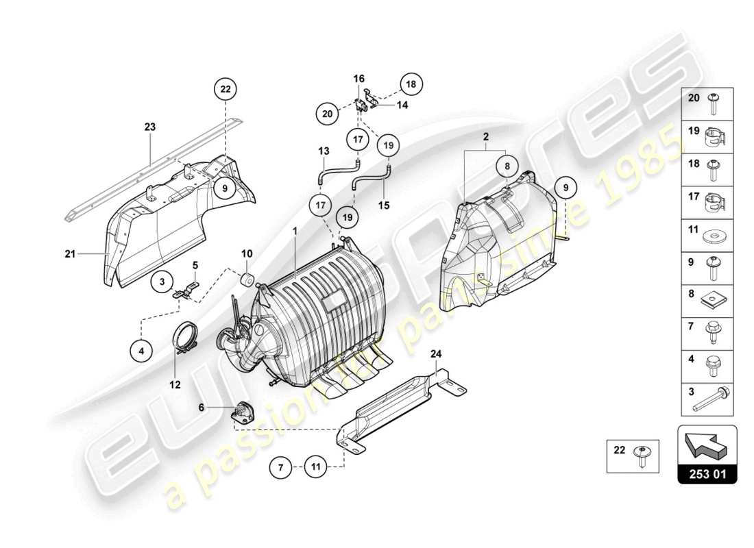 lamborghini 2017 (lp750-4 sv roadster) silenziatore con catalizzatore schema delle parti